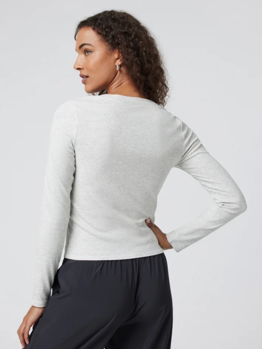 Vuori Long Sleeve Pose Cardigan | Size: Large | light heather grey - Picture 2 of 6